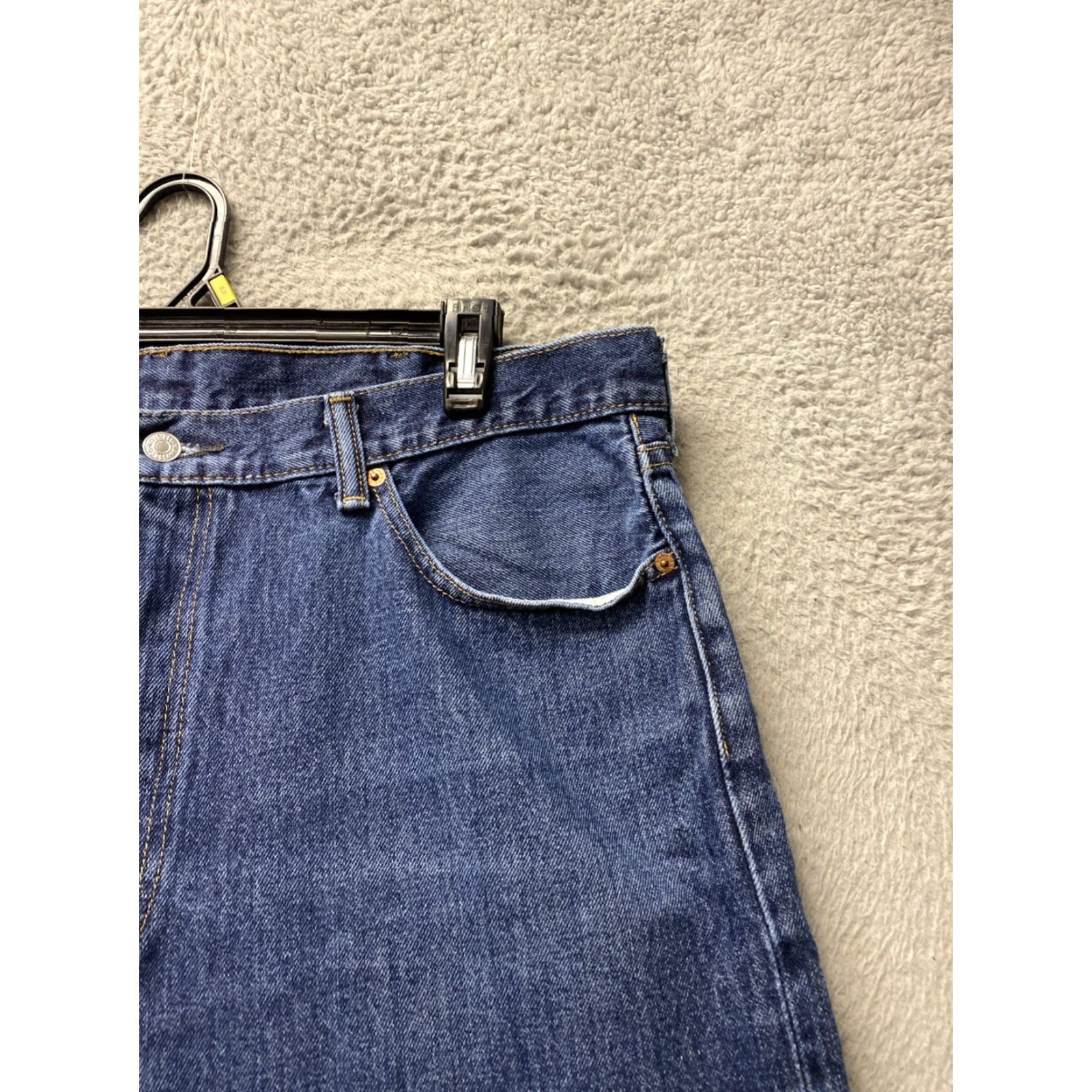 Levi's Levi's 505 Men's Regular Straight Jeans 40x30 Dark Wash Blue Denim Zip Closure 5-Pocket Logo Regular Rise Inseam 30” Mens Size US 40 / EU 56 - 3 Thumbnail