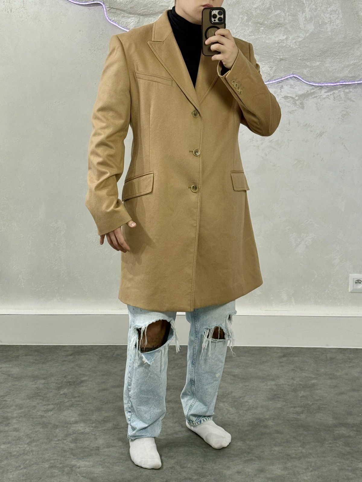 Dolce & Gabbana Beige Wool/Cashmere Mid Coat classic dolce&gabbana Size US L / EU 52-54 / 3 - 3 Thumbnail