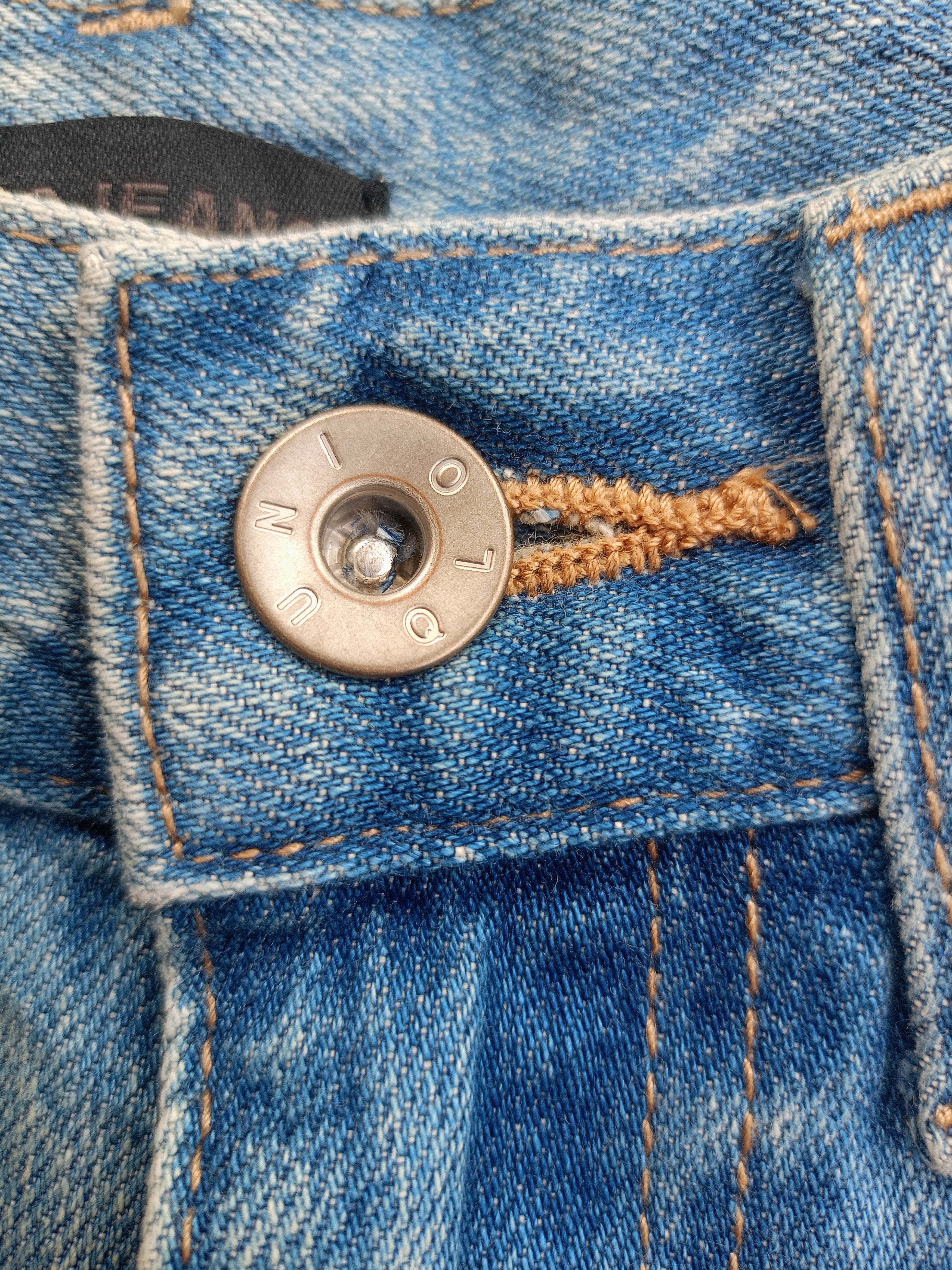 Kaihara Denim × Uniqlo × Vintage UNIQLO Cropped Distressed Relaxed Tapered Streetwear Denim Size 22" - 11 Thumbnail