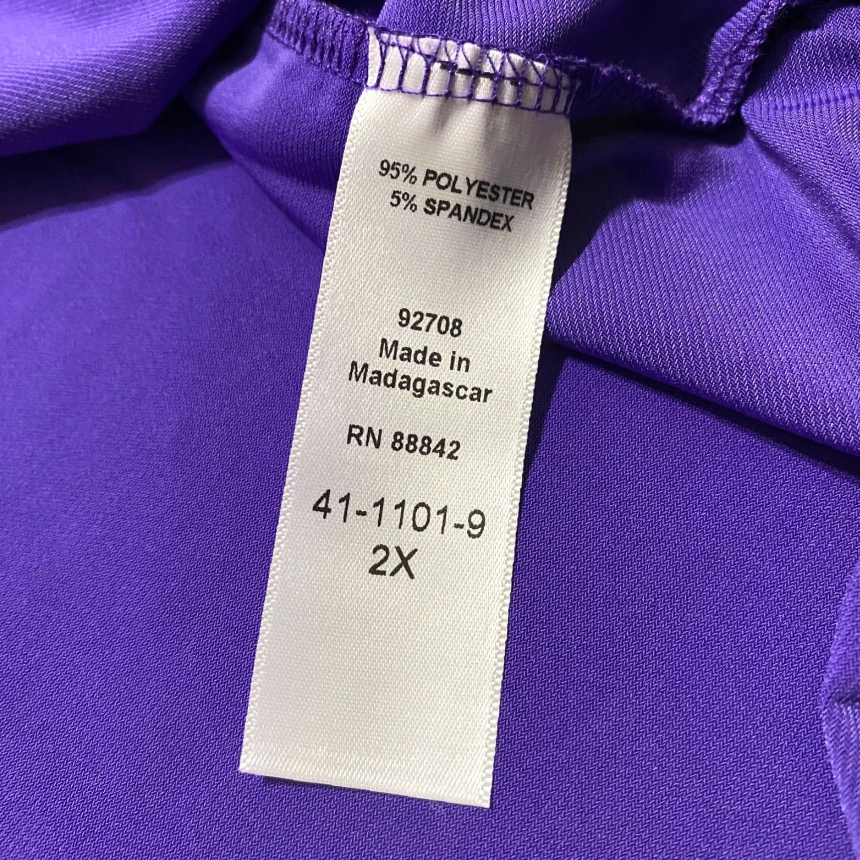 Vintage Catherines Blouse Shirt 2X Womens Purple Short Sleeve Square Neck Casual Size XXL / US 16-18 / IT 52-54 - 4 Thumbnail
