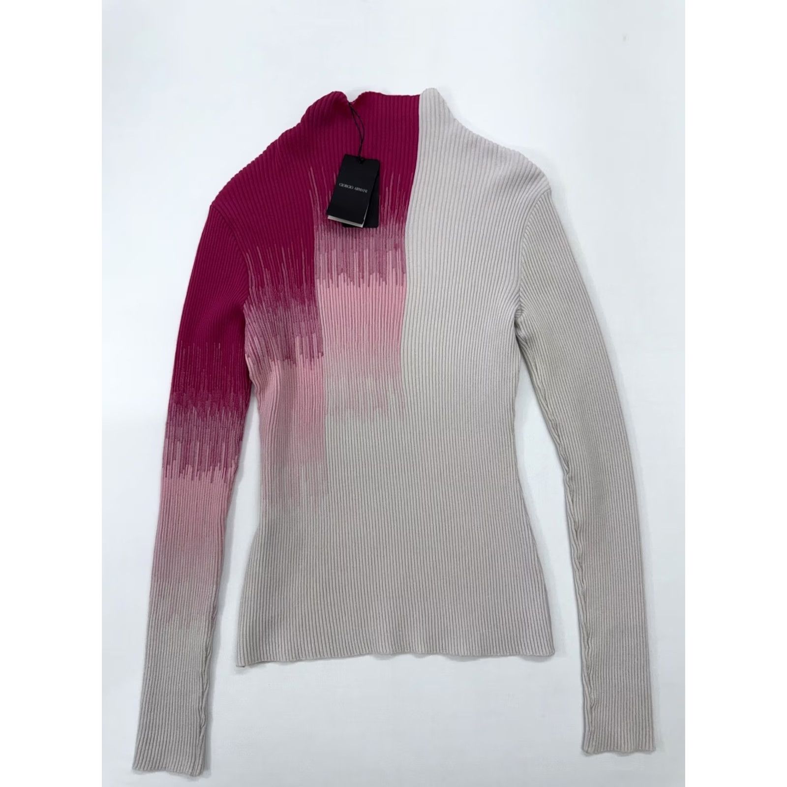 Giorgio Armani Giorgio Armani Women Burgundy Colorblock Mock Neck Sweater Size 40 Size S / US 4 / IT 40 - 2 Thumbnail