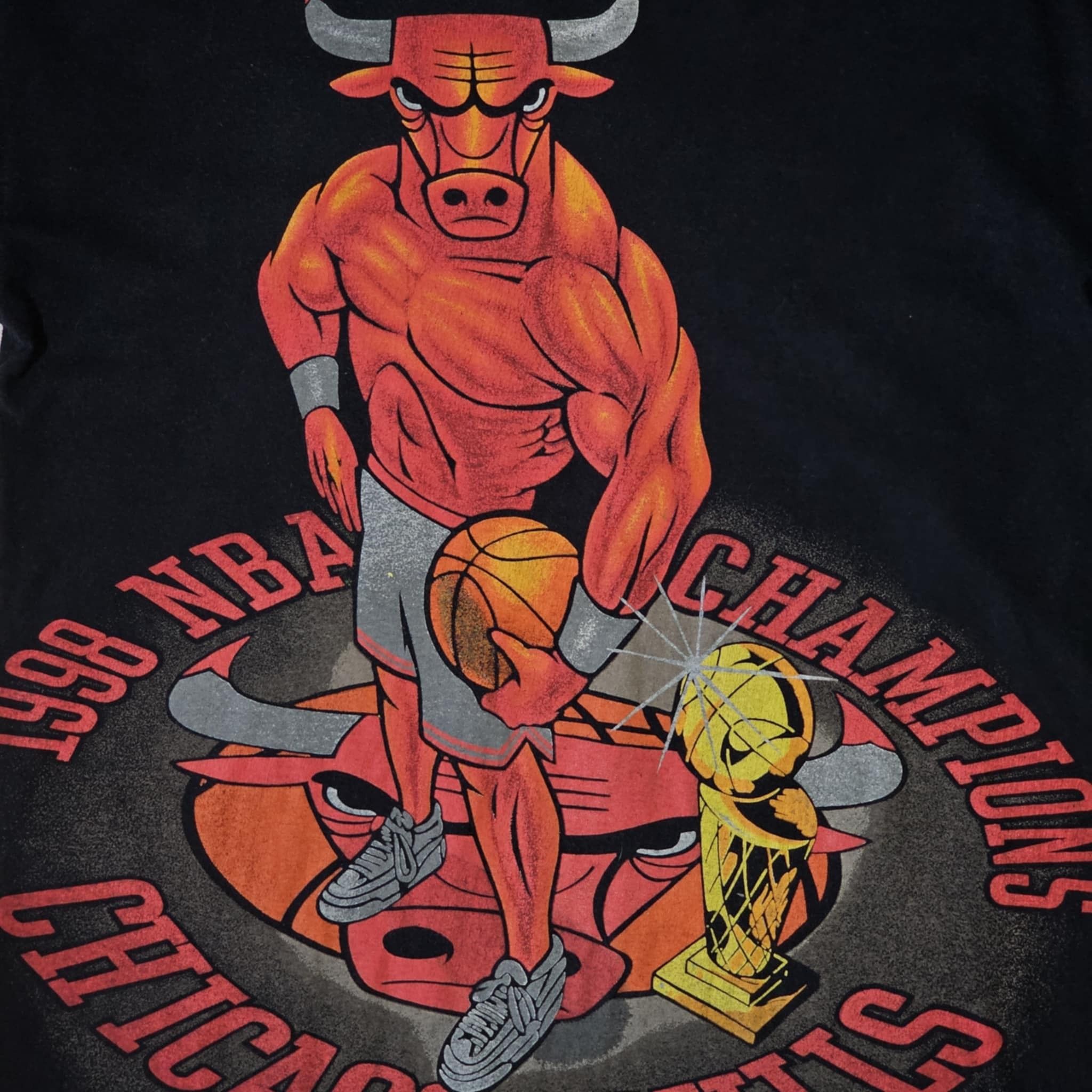NBA Chicago Bulls Vintage 90s Championship Cartoon T-Shirt Size US M / EU 48-50 / 2 - 3 Thumbnail