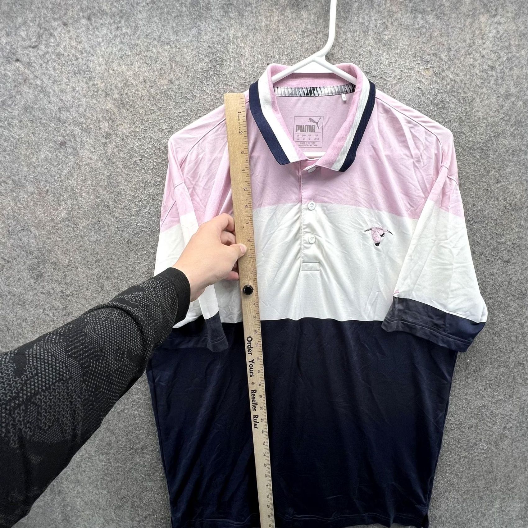 Puma Puma Polo Shirt Mens Medium Colorblock Pink White Navy Golf Performance Casual Size US M / EU 48-50 / 2 - 5 Thumbnail
