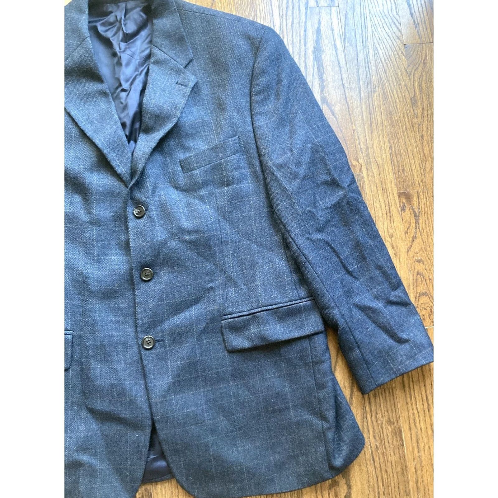Ralph Lauren Lauren Ralph Lauren Blazer Jacket Mens Size 44R Blue Navy Plaid Check Wool 3 Button Size 44R - 3 Thumbnail