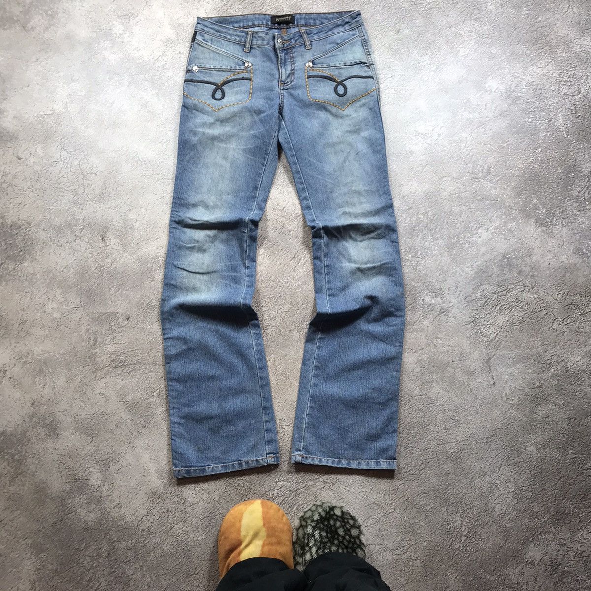 Vintage Vintage Y2K Distressed Flared Jeans Grunge Skate Baggy 29 Size 29" - 2 Thumbnail