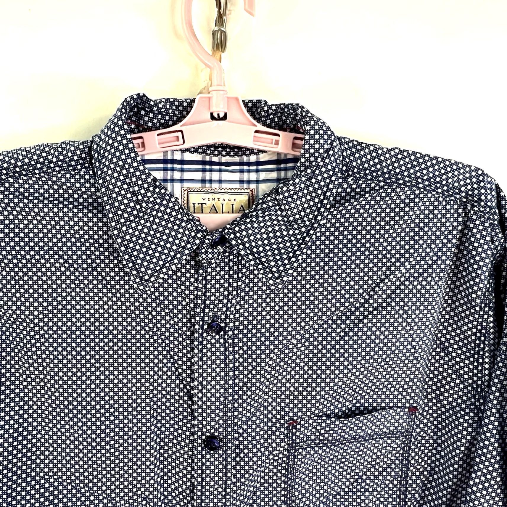 Tallia Italia Shirt XL Blue Geometric Print Long Sleeve Button-Up Mens Size US XL / EU 56 / 4 - 3 Thumbnail