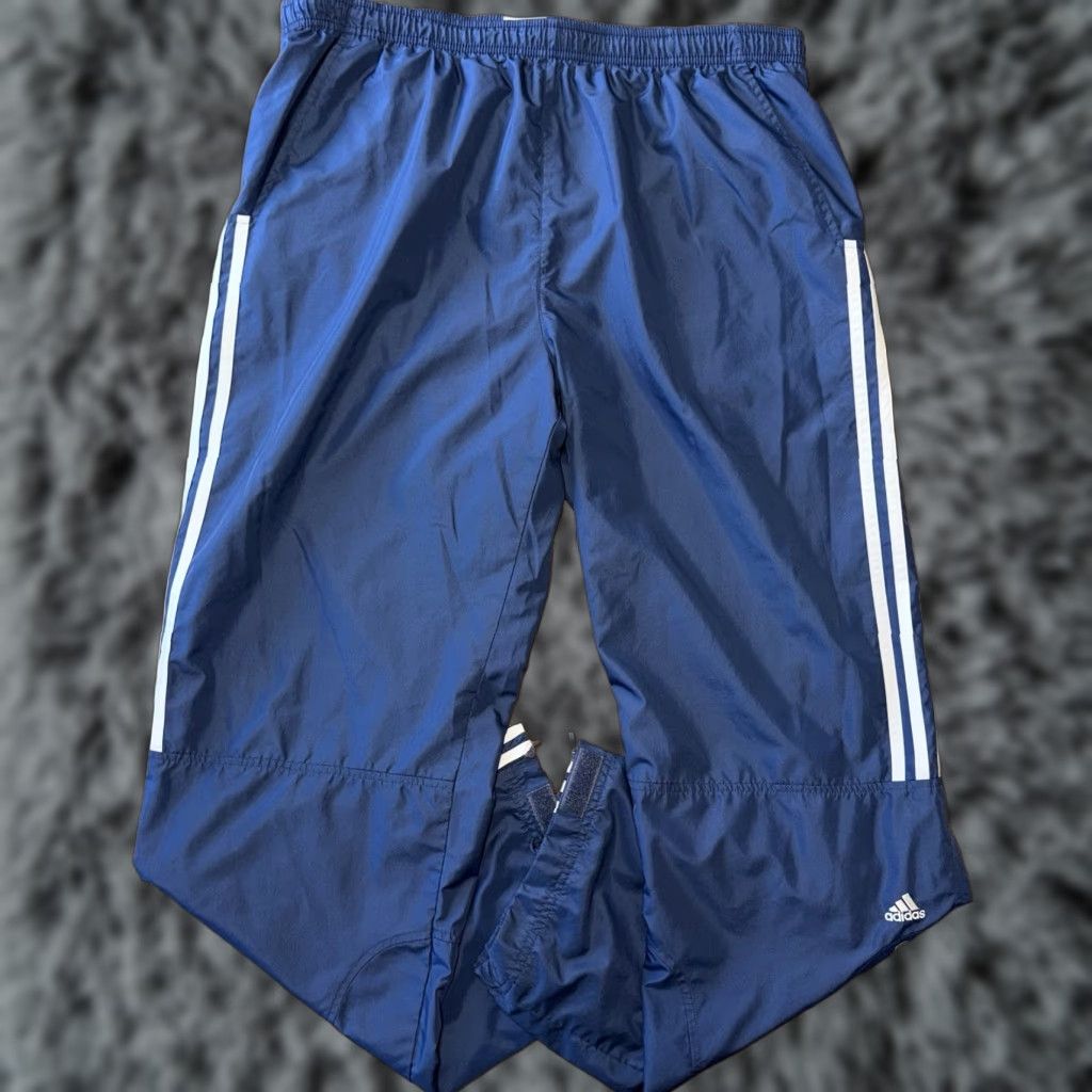 Adidas VINTAGE Adidas Mens Large Lined Pants Ankle Zip Blue White Clima Proof Y2K Embroidered - Gym & Training, Cross Training, Running & Jogging Mens Size US 33 - 1 Thumbnail