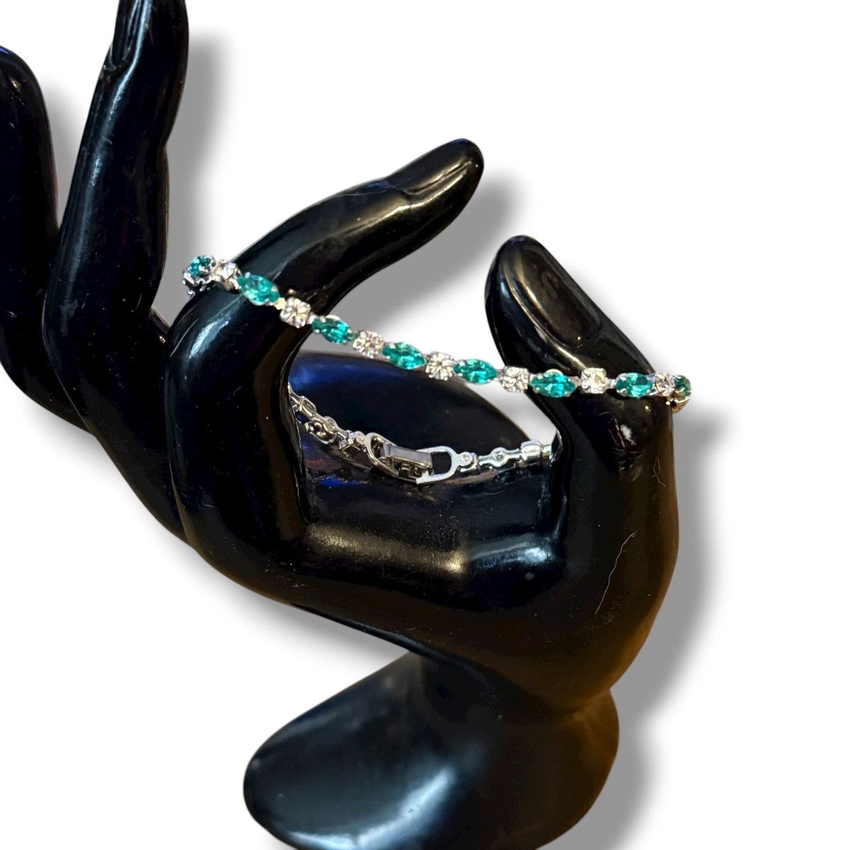 Other Silver tone teal and clear tennis bracelet Size ONE SIZE - 3 Thumbnail