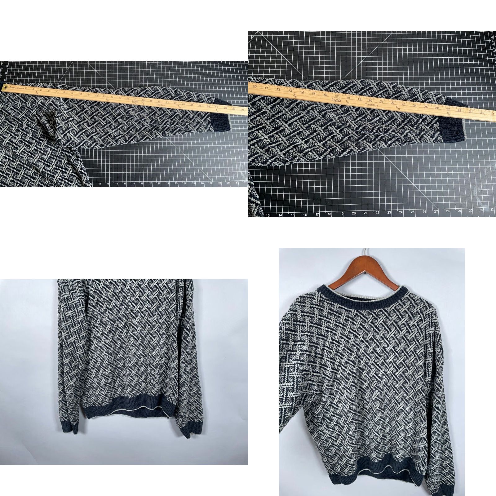 Vintage VTG Vintage Geometric 90s Dad Style Sweater Large L Gray Blue Knit Chunky-Knit Knit Acrylic Crew Neck Long Sleeve Pullover Casual Regular Men Size US L / EU 52-54 / 3 - 8 Thumbnail