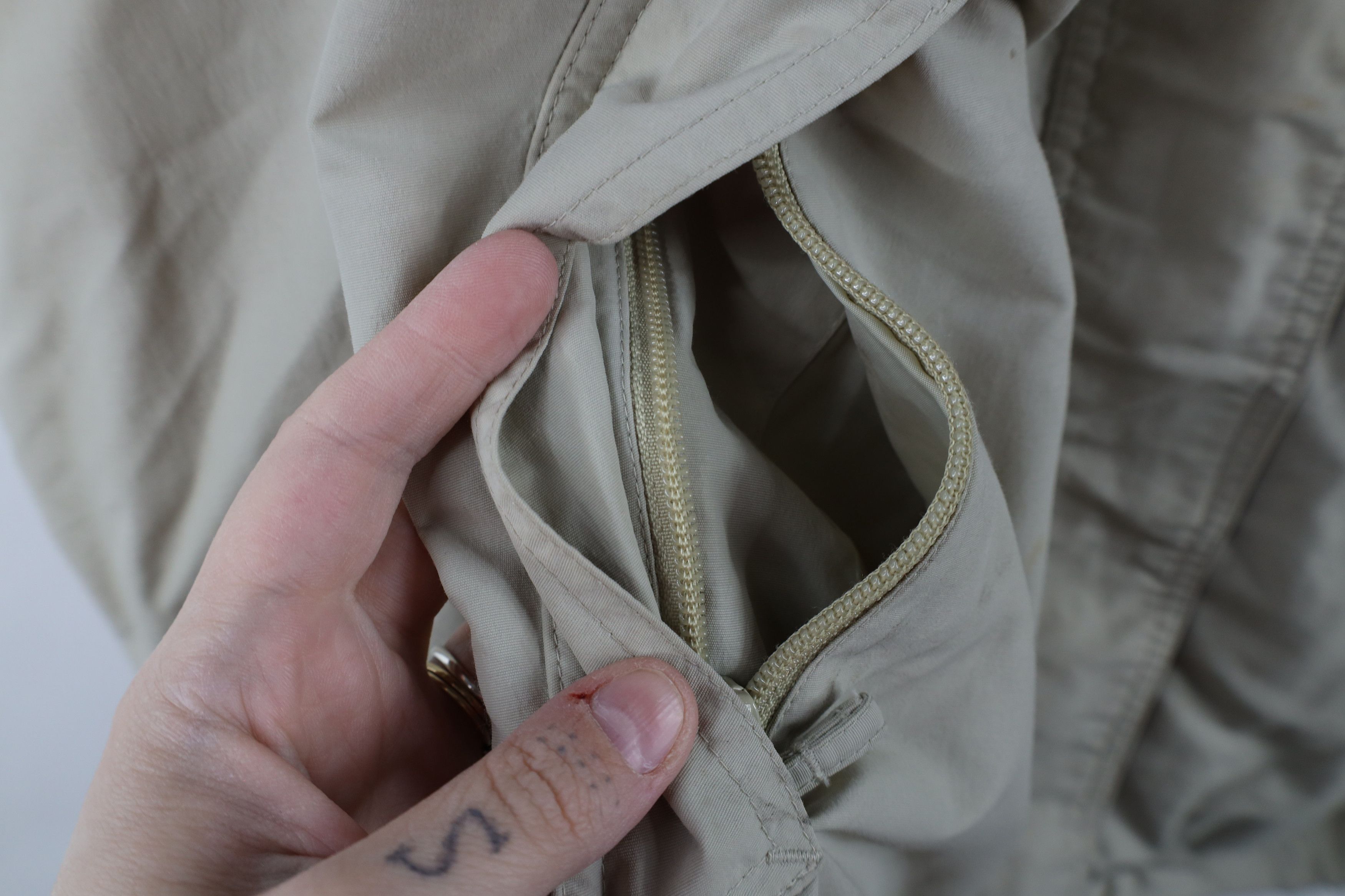 Lands' End × Vintage Vintage 90s Lands End Hooded Windbreaker Jacket Beige Size US XL / EU 56 / 4 - 7 Thumbnail