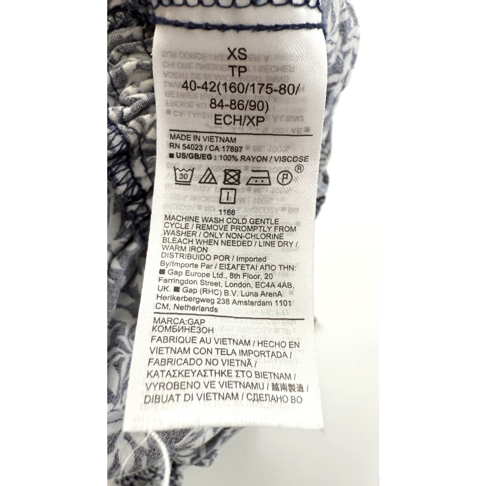 Gap Gap Jumpsuit Womens XS Navy Blue White Floral Wide Leg Tie Strap Rayon Casual Size 26" / US 2 / IT 38 - 5 Thumbnail