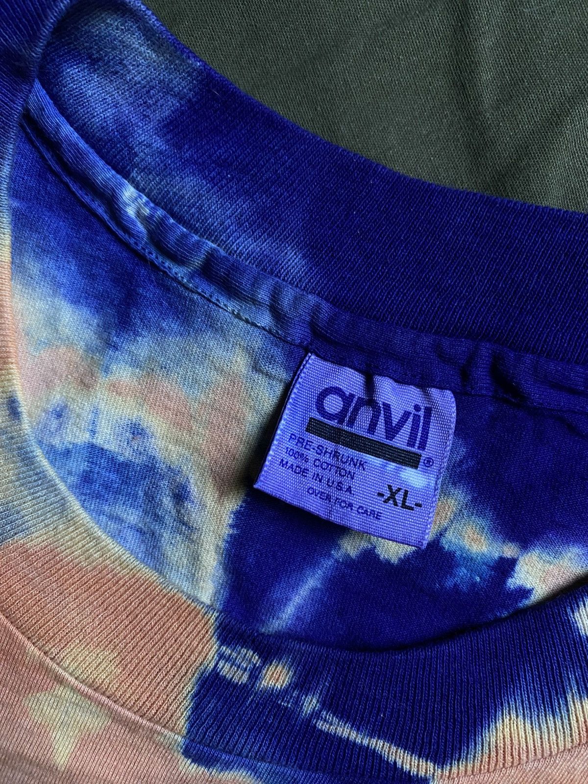 Vintage Vintage 1990 Anvil Tie Dye American Retro Custom Fit Tee Size US XL / EU 56 / 4 - 6 Thumbnail