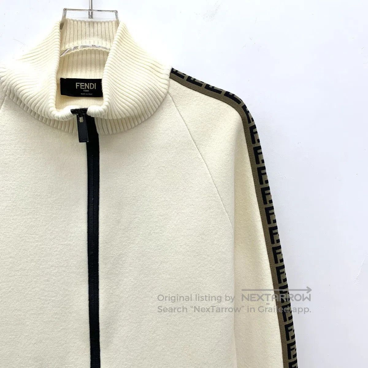 Fendi White Zip-Up Sweatshirt with Side Stripes. Size US L / EU 52-54 / 3 - 3 Thumbnail
