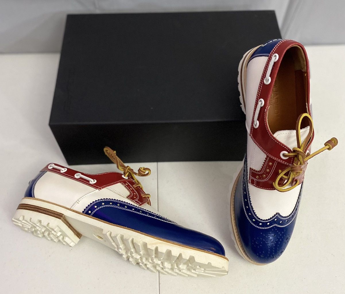Dsquared2 Dsquared2 🇮🇹 R/W/B Leather Handmade Brogue Boat Shoes 8.5 NEW Size US 8.5 / EU 41-42 - 6 Thumbnail