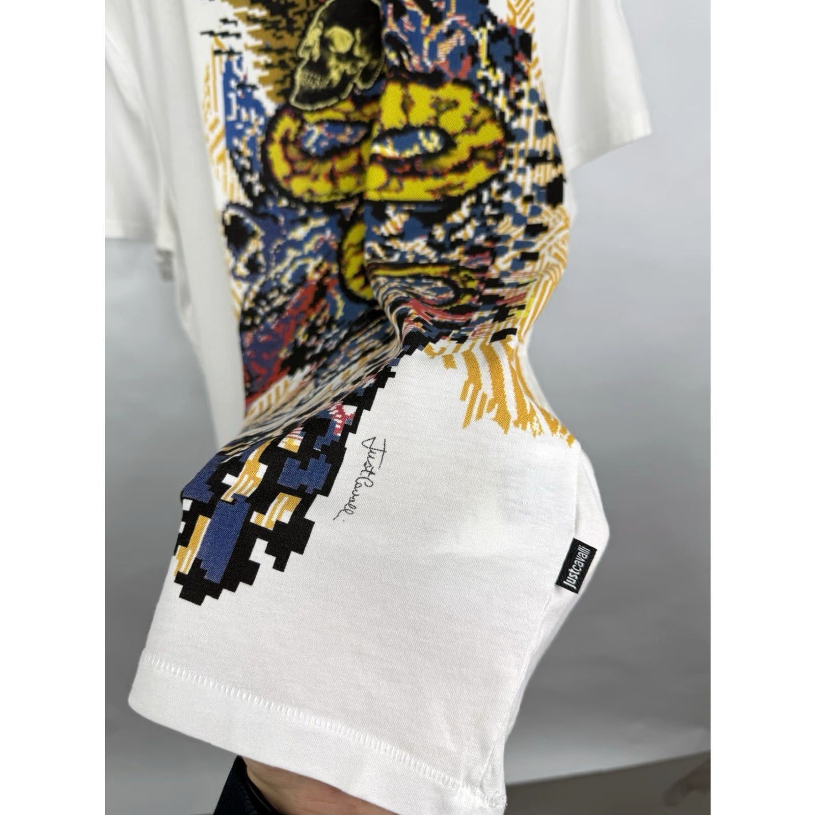 Just Cavalli Just Cavalli T-Shirt M White Tiger Skull Snake Art Asymmetrical Artwear Mens Size US M / EU 48-50 / 2 - 6 Thumbnail