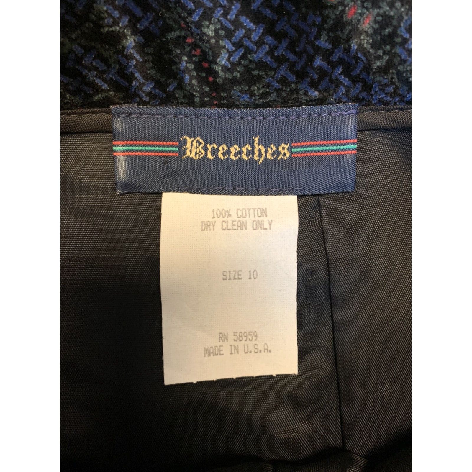 Velvet VINTAGE Breeches Pencil Skirt Long Modest Crushed Velvet Women's 27" Made USA Blue 27 in. 1980s Casual/Work Womens Size 27" / US 4 / IT 40 - 3 Thumbnail