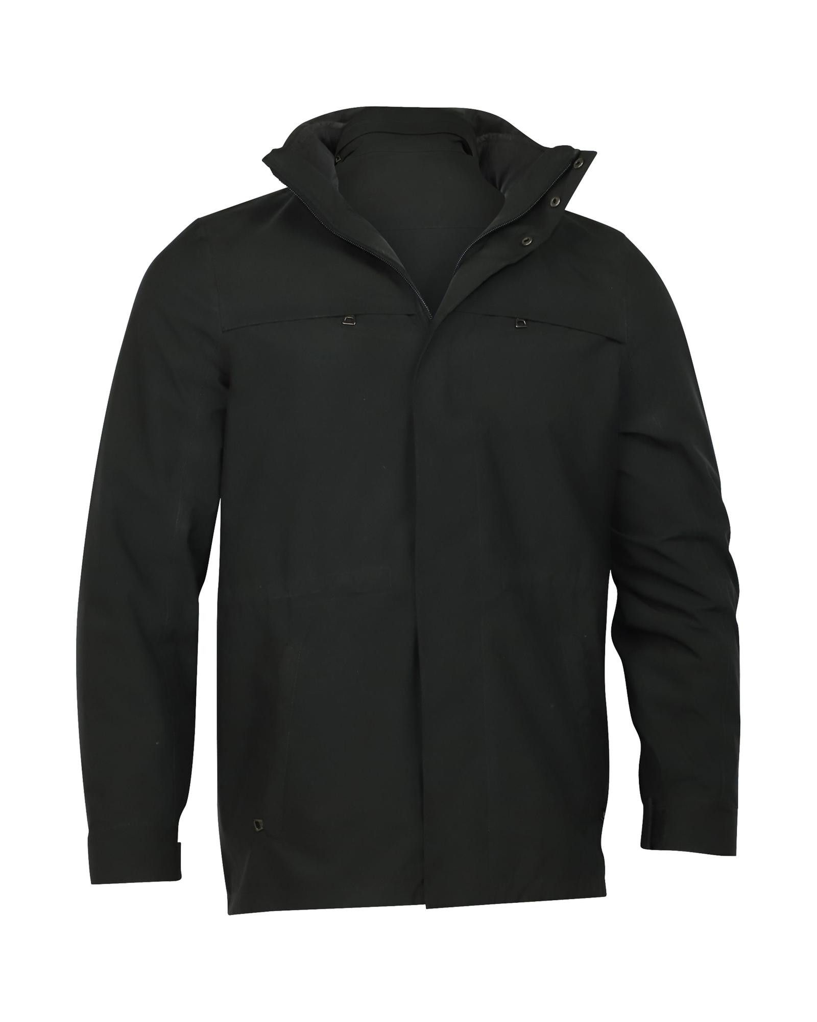 image of Prada Black Nylon Funnel Neck Jacket With Concealed Closure, Men's (Size Medium)