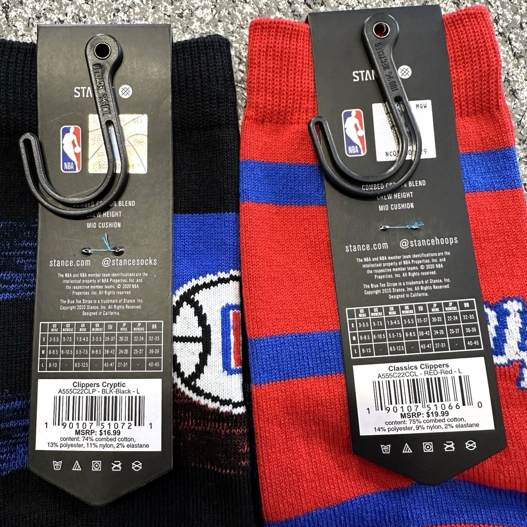 Vintage Stance Crew Socks Mens Large Size 9-13 Lot of 3 Pair LA Clippers Black Red Cushioned Crew Socks Size ONE SIZE - 4 Thumbnail
