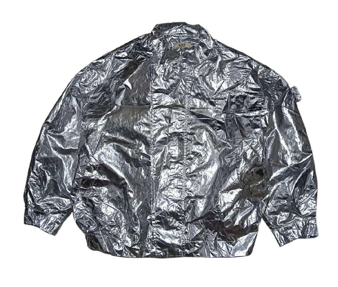 Rainbow × Vintage Silver Metallic Rider Rain Jacket Size US L / EU 52-54 / 3 - 1 Thumbnail