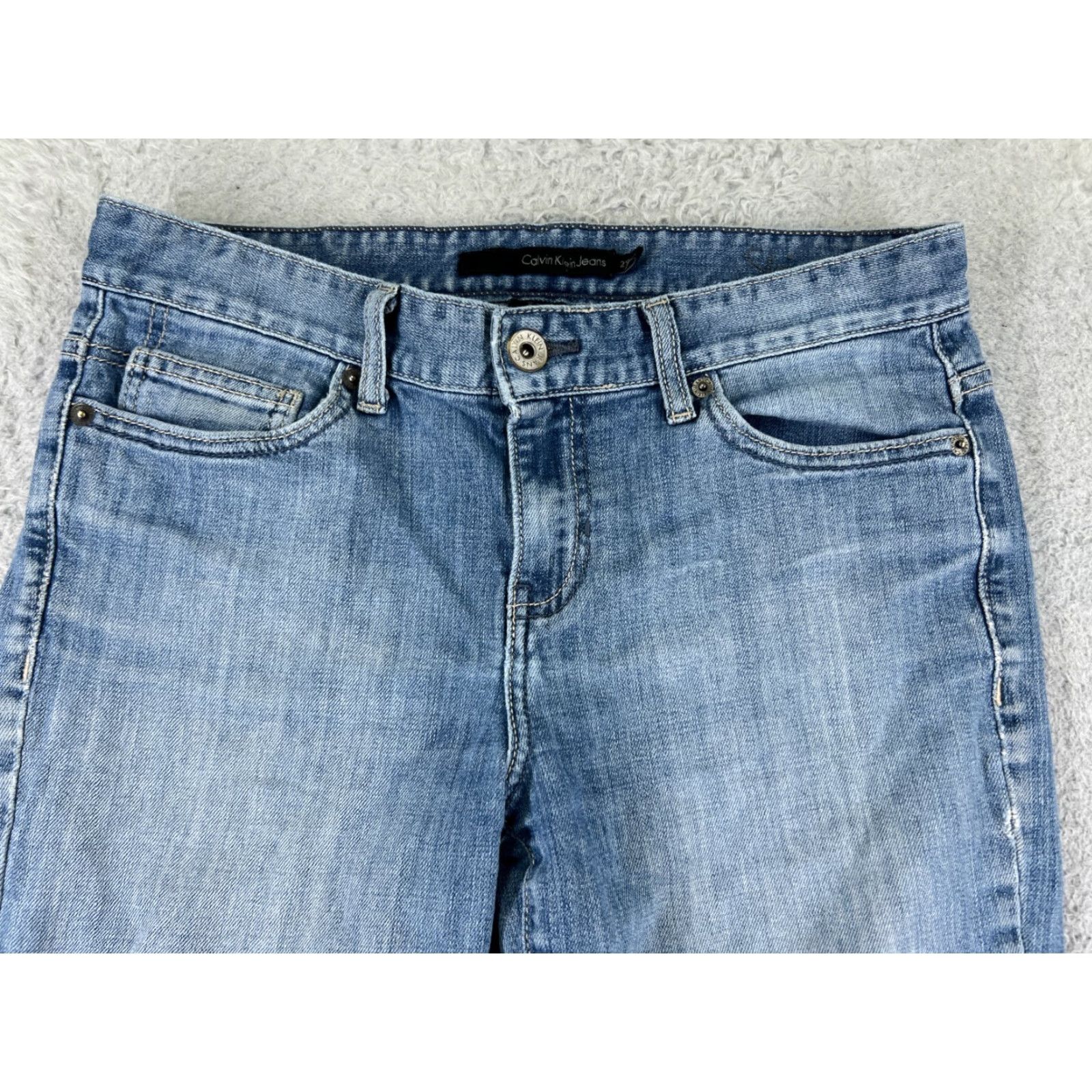 Calvin Klein Calvin Klein Jeans Women 8 Blue Denim Straight 29x29 Embroidered Cotton 29 Inseam 29 Denim Pockets Medium Wash 5-Pocket Regular Fit Vintage No Size 30" / US 8 / IT 44 - 4 Thumbnail