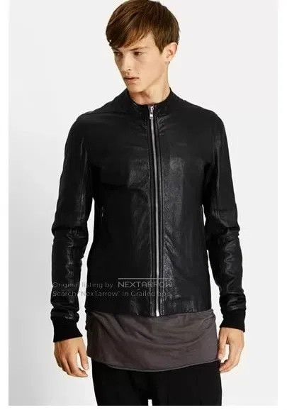 Rick Owens Rick Owens Minimal small standing collar leather jacket Size US M / EU 48-50 / 2 - 9 Thumbnail