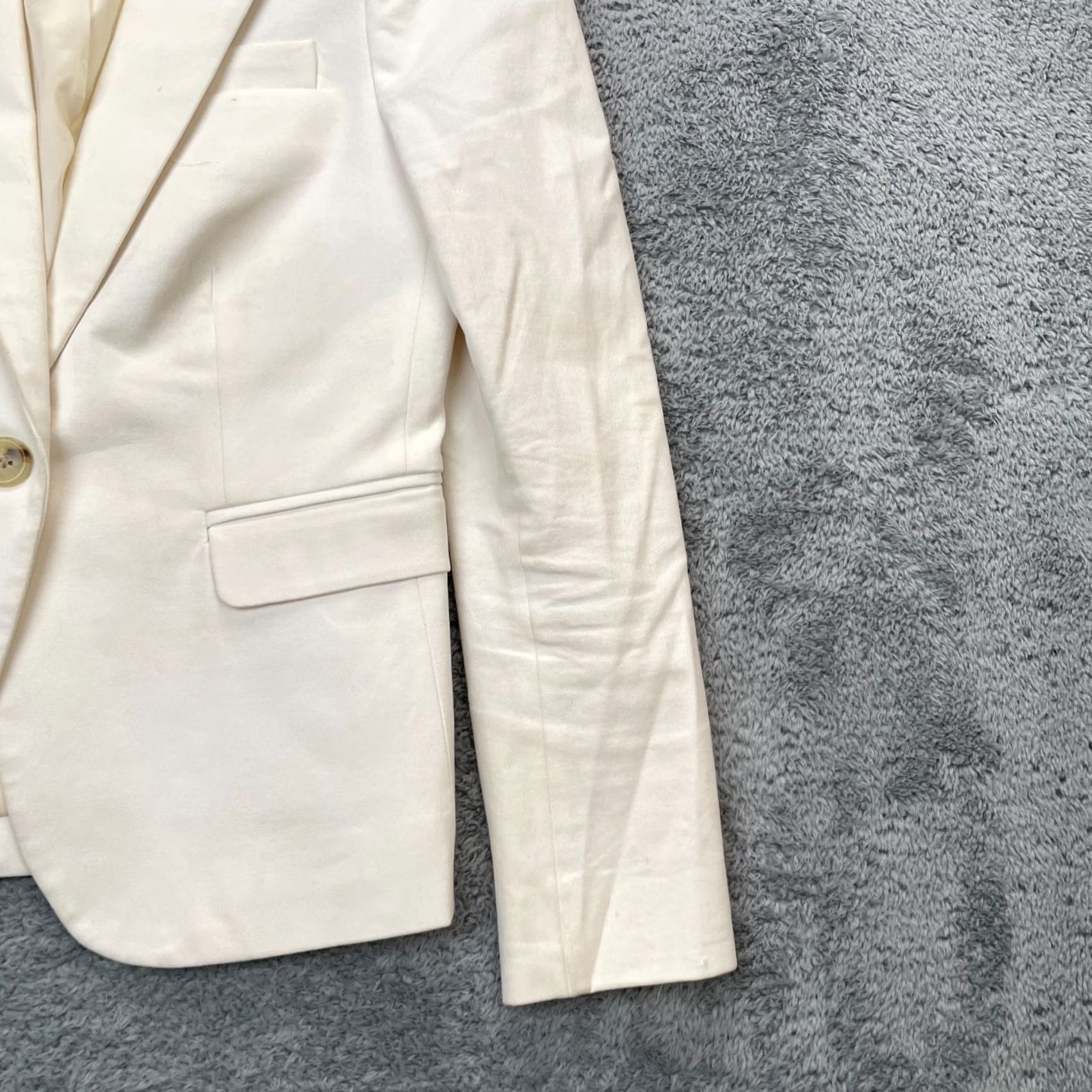 J.Crew J.CREW Blazer Jacket Womens 2 Beige Alexandra Short Notch Lapel Lined Cotton Stretch Formal Tailored Size XS / US 0-2 / IT 36-38 - 6 Thumbnail