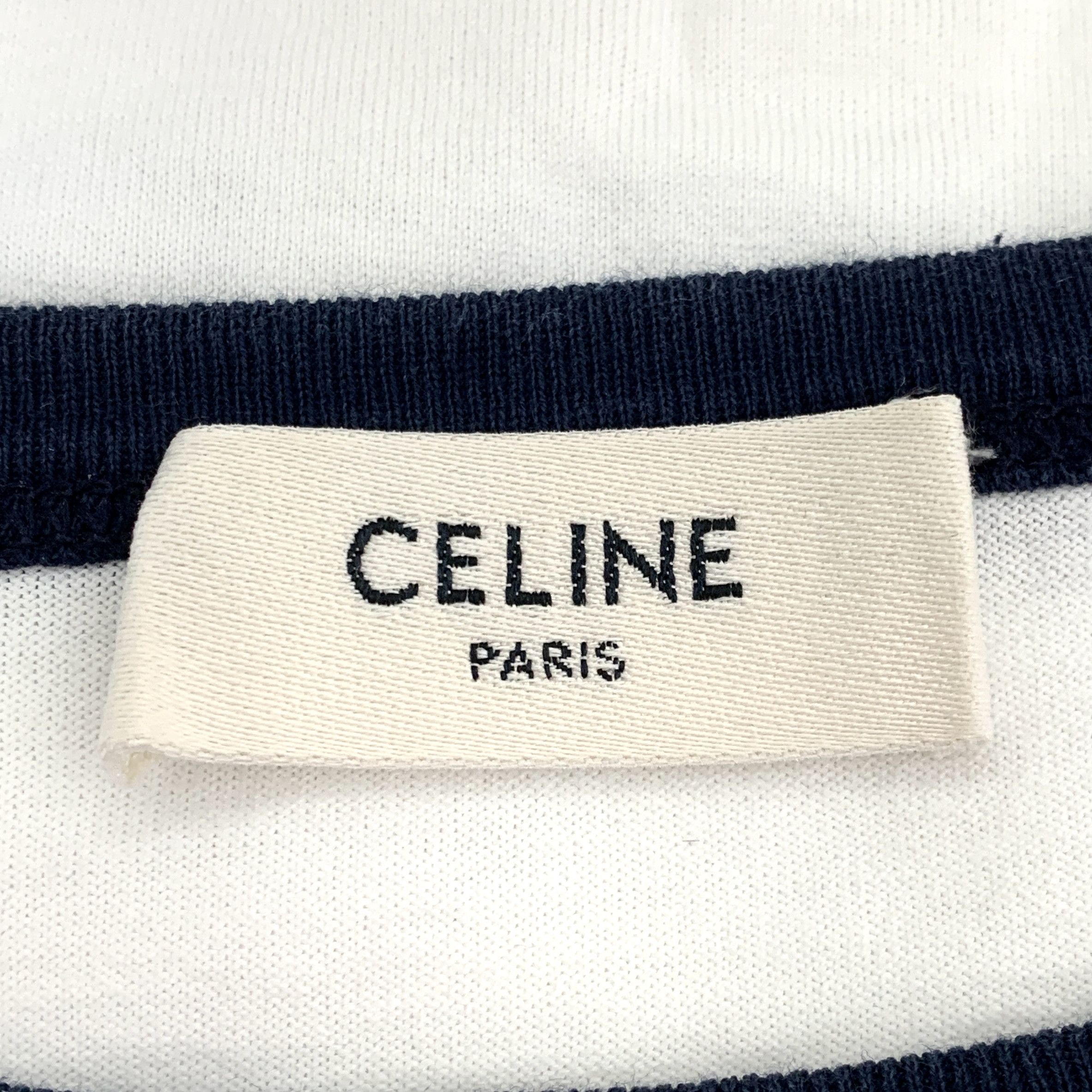 Celine CW0048 Celine St Tropez White Cotton T-Shirt With Navy Trimm Size S / US 4 / IT 40 - 6 Thumbnail