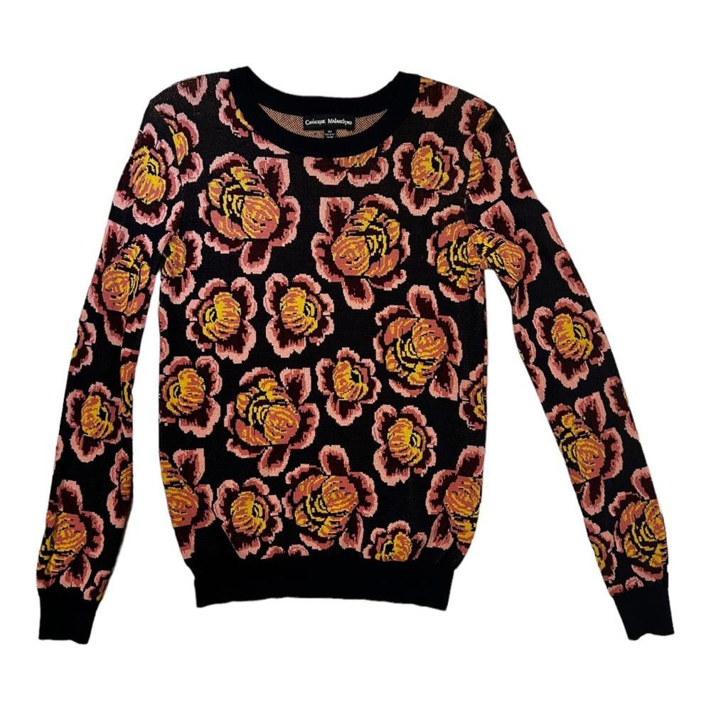 Designer Catherine Malandrino l Floral Sweater XS Size XS / US 0-2 / IT 36-38 - 2 Thumbnail