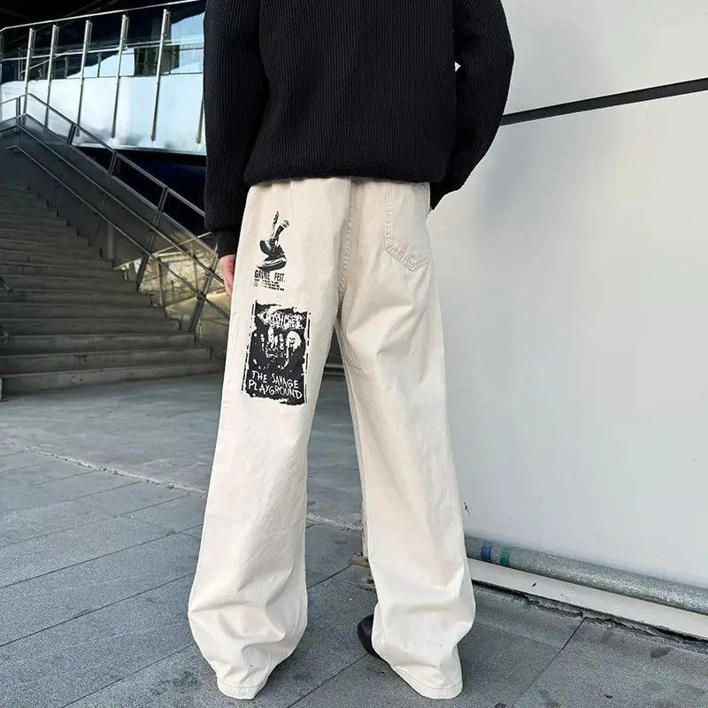 Japanese Brand Retro loose wide leg hip-hop printed jeans Size US 32 / EU 48 - 4 Thumbnail