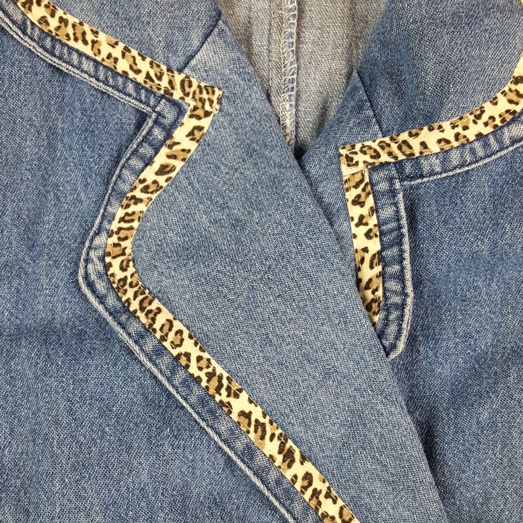 Velvet VINTAGE 80s Denim Romper Women's 14 Velvet Cheetah Skort Jort Dress Size XL / US 12-14 / IT 48-50 - 4 Thumbnail