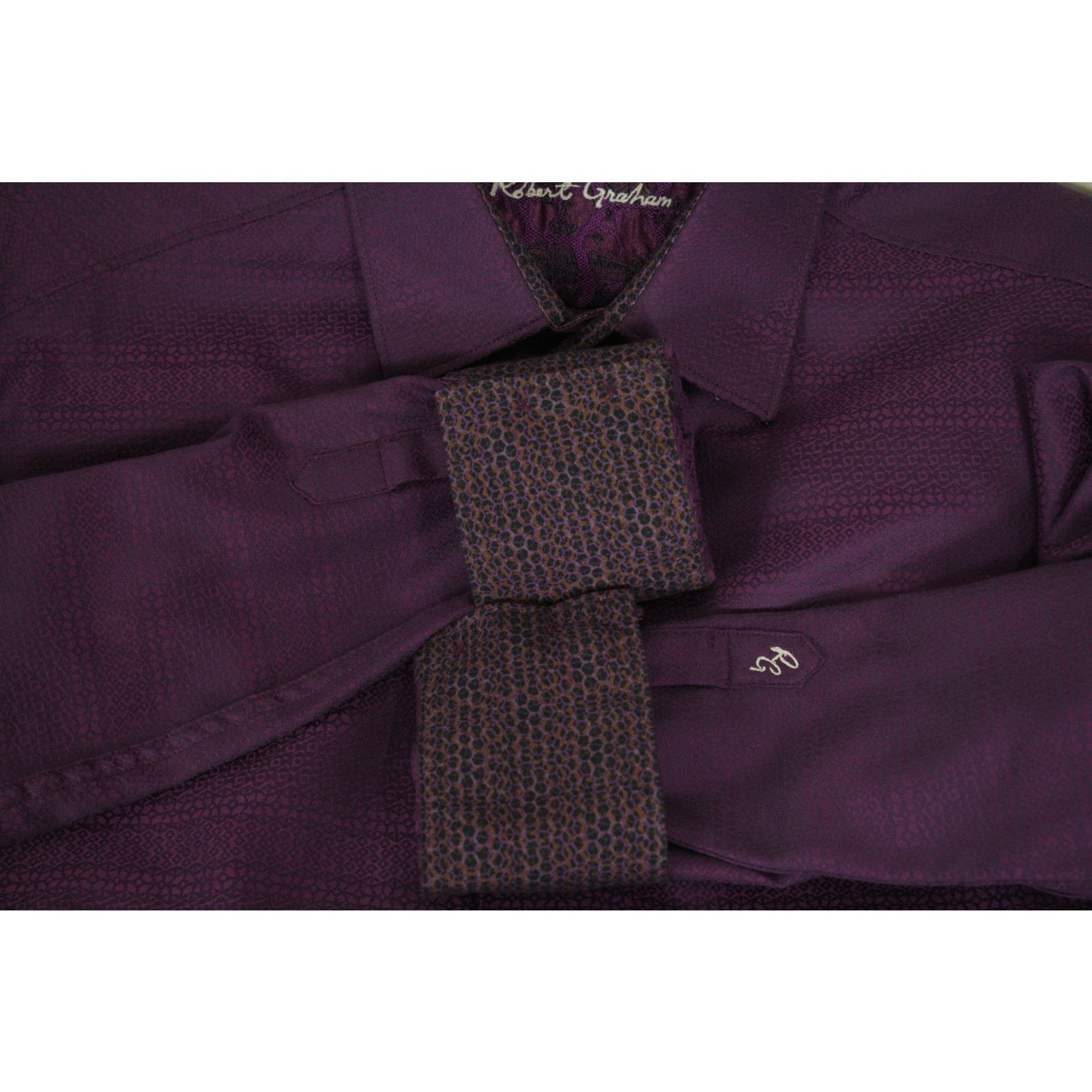 Robert Graham Robert Graham Geometric Print Flip Cuff Shiny Purple Shirt M Size US M / EU 48-50 / 2 - 5 Thumbnail