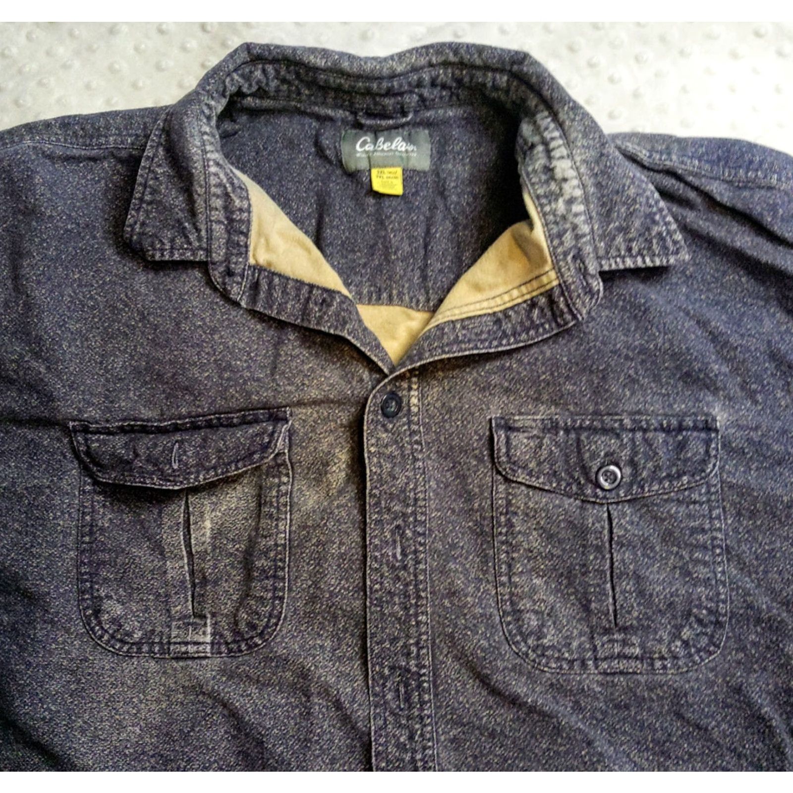 Vintage Cabela's Shirt Mens 3XL Tall Long Sleeve Button Front Pockets Heavy Navy Blue Size US XXL / EU 58 / 5 - 4 Thumbnail