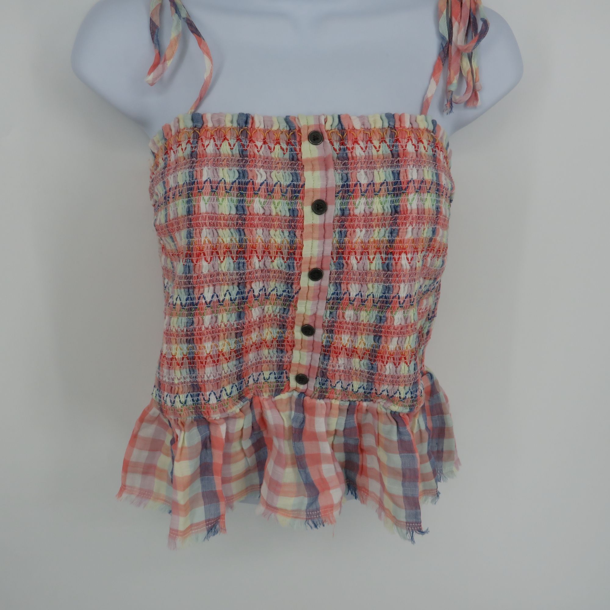 Other True Craft Women's Sleeveless Smocked Peplum Top Tie Straps Size M / US 6-8 / IT 42-44 - 3 Thumbnail