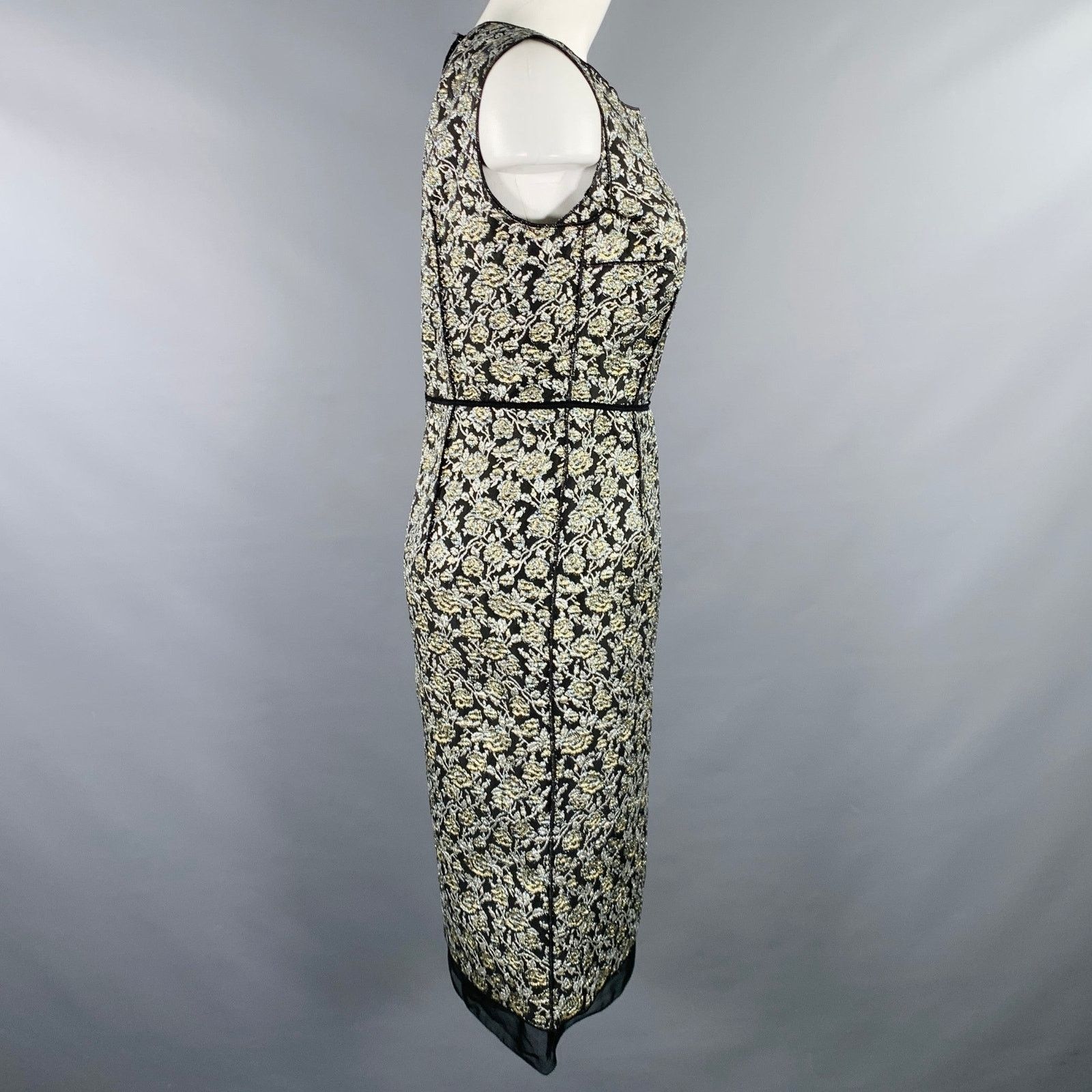 Marc Jacobs Size 4 Black Silver Nylon Blend Floral Sleeveless Dress Size S / US 4 / IT 40 - 3 Thumbnail