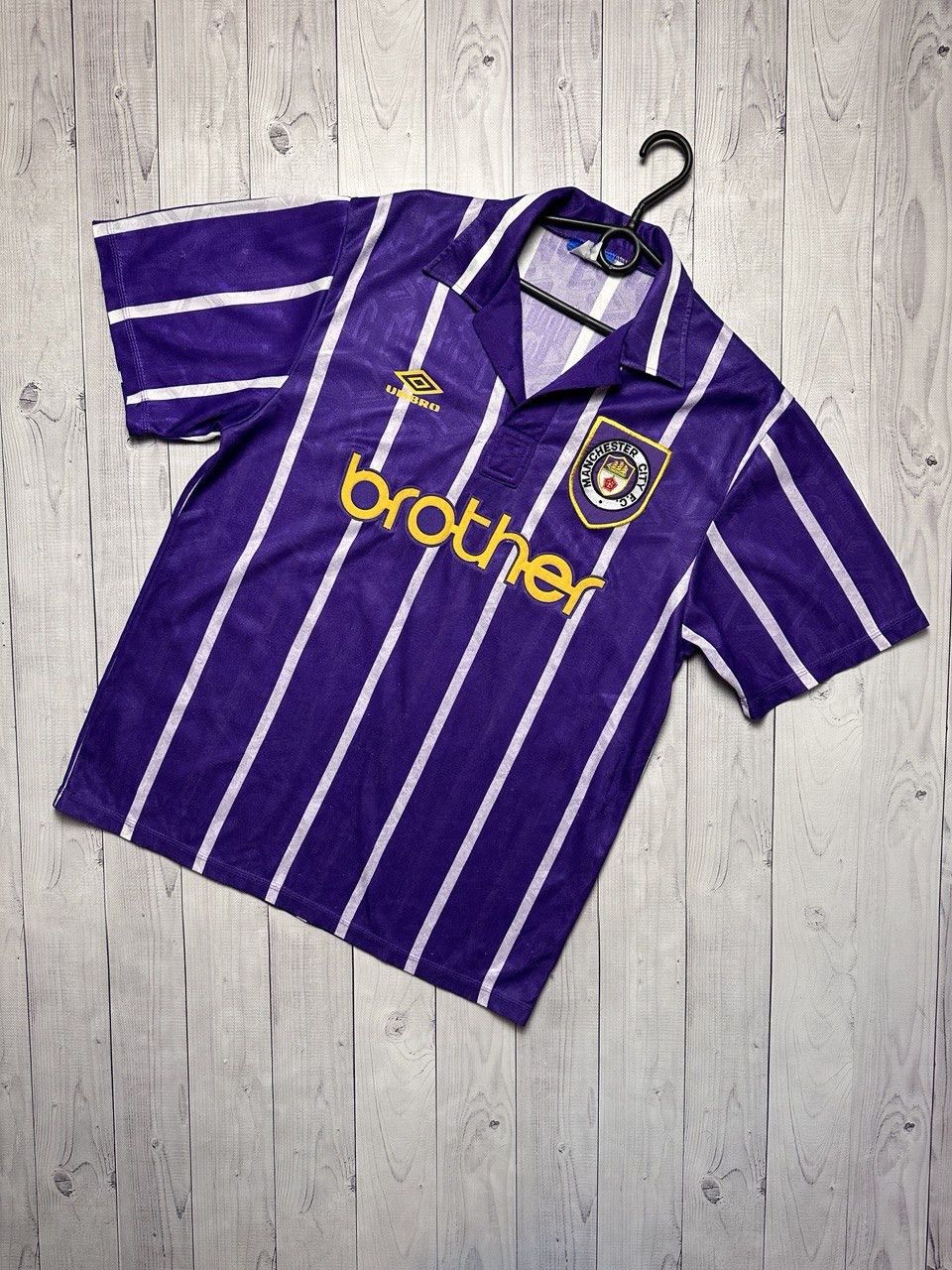 Vintage Vintage Manchester City soccer jersey rare away purple L Size US L / EU 52-54 / 3 - 1 Thumbnail