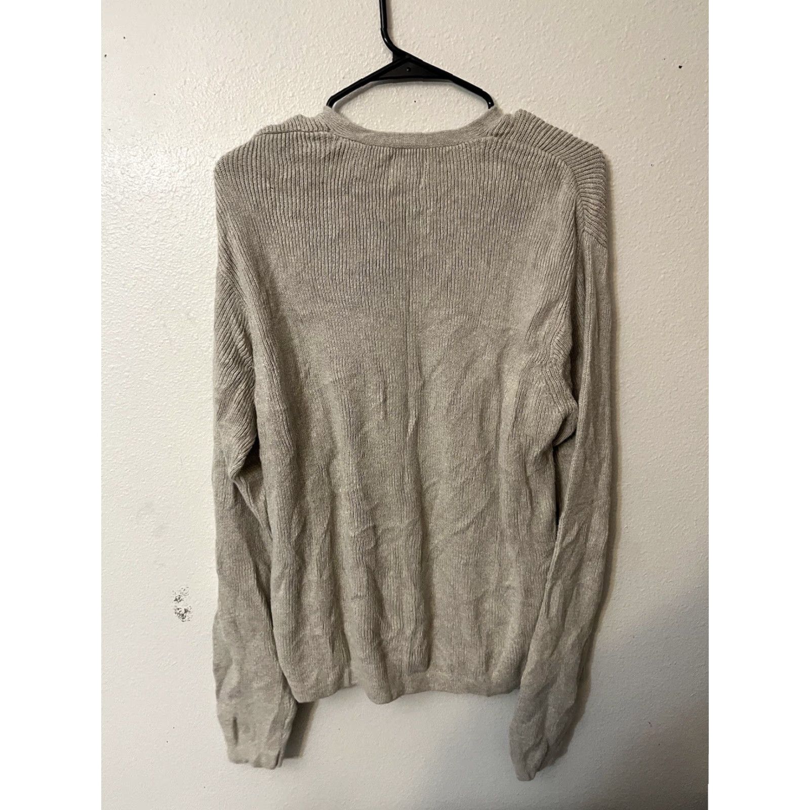 Gap VINTAGE Gap Sweater Mens M Beige Chunky-Knit Pullover V-Neck 90s Casual Knit Cotton Fisherman Size US M / EU 48-50 / 2 - 2 Thumbnail