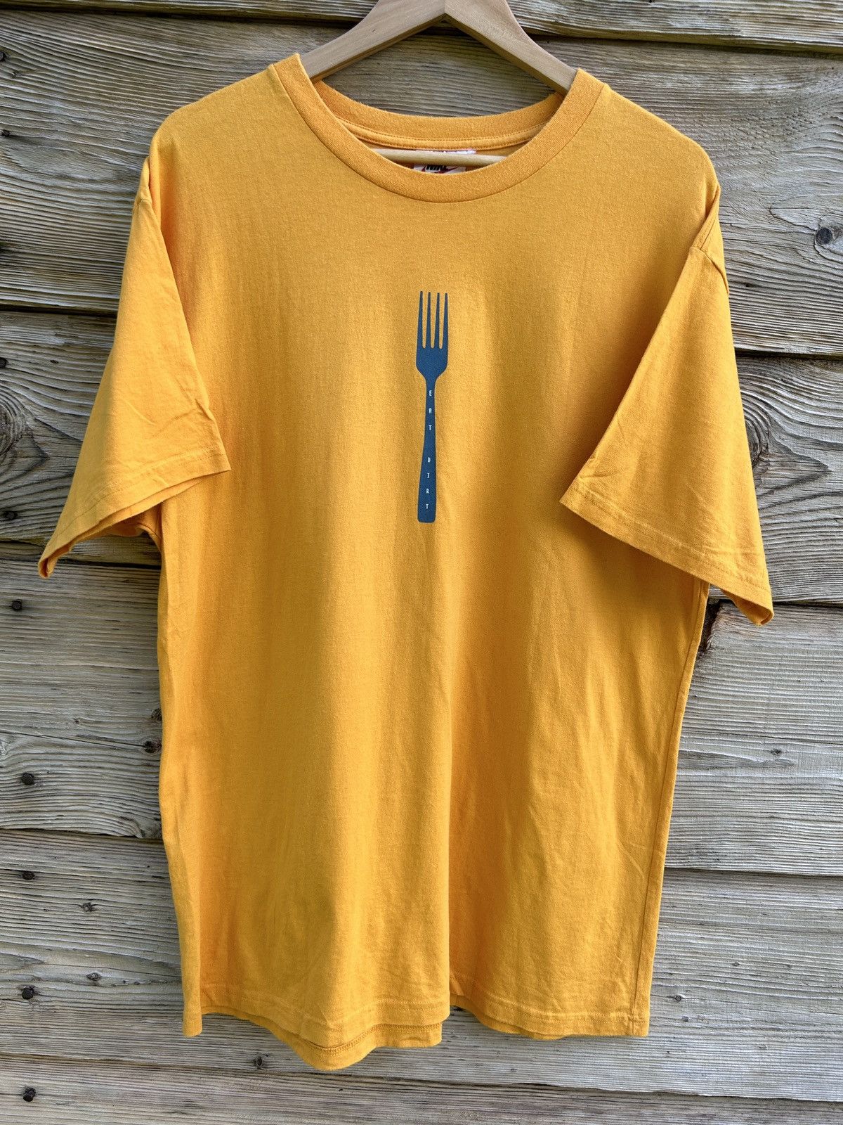 Nike 90s Vintage Nike ACG Eat Dirt Fork Big Logo T-Shirt Yellow 