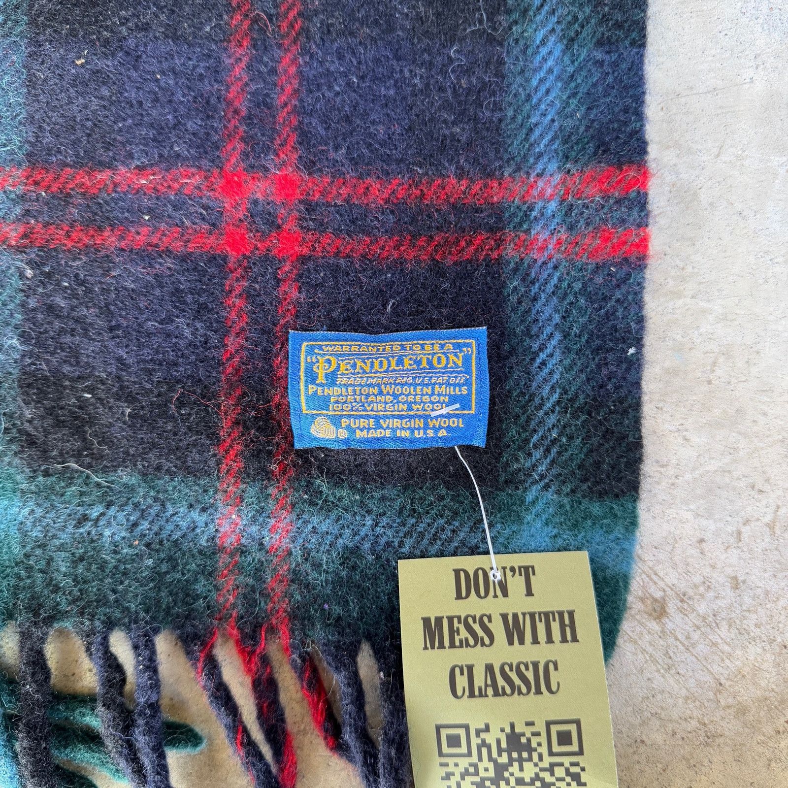 Pendleton × Vintage Pendleton Blue Green Black Plaid Wool Scarf Blanket 1444 Size ONE SIZE - 4 Thumbnail
