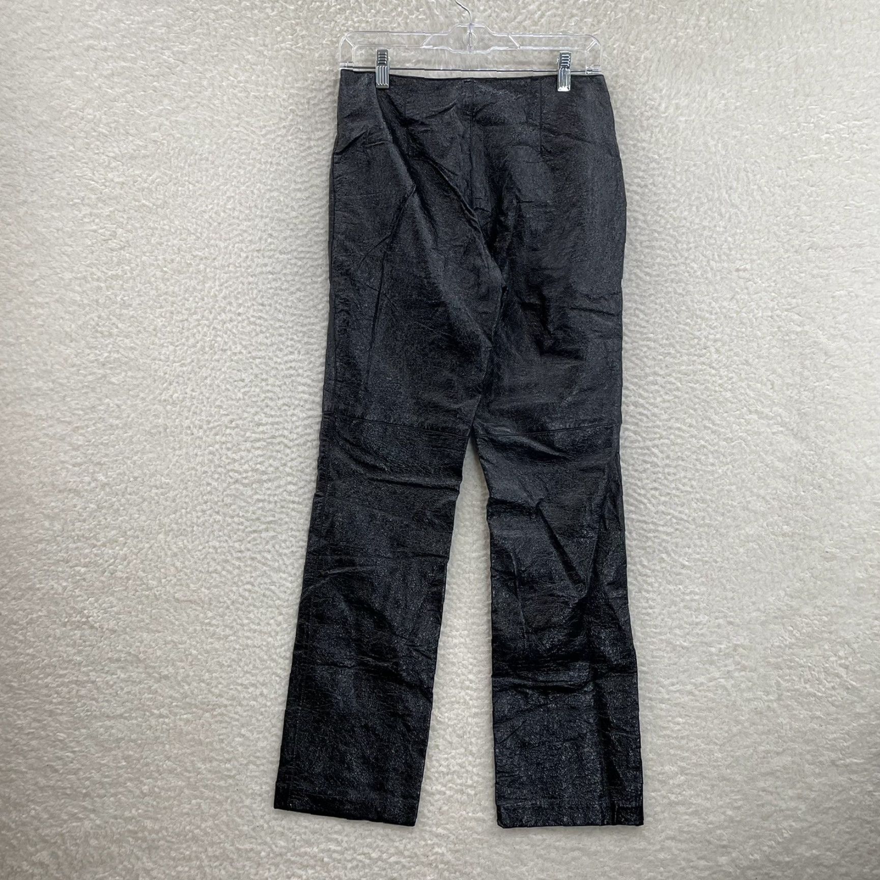 Bebe VINTAGE Y2K Bebe Black Faux Leather Pants 8 28 Medium Mid Rise Straight Leg Glam Rock Womens Size 30" / US 8 / IT 44 - 2 Thumbnail