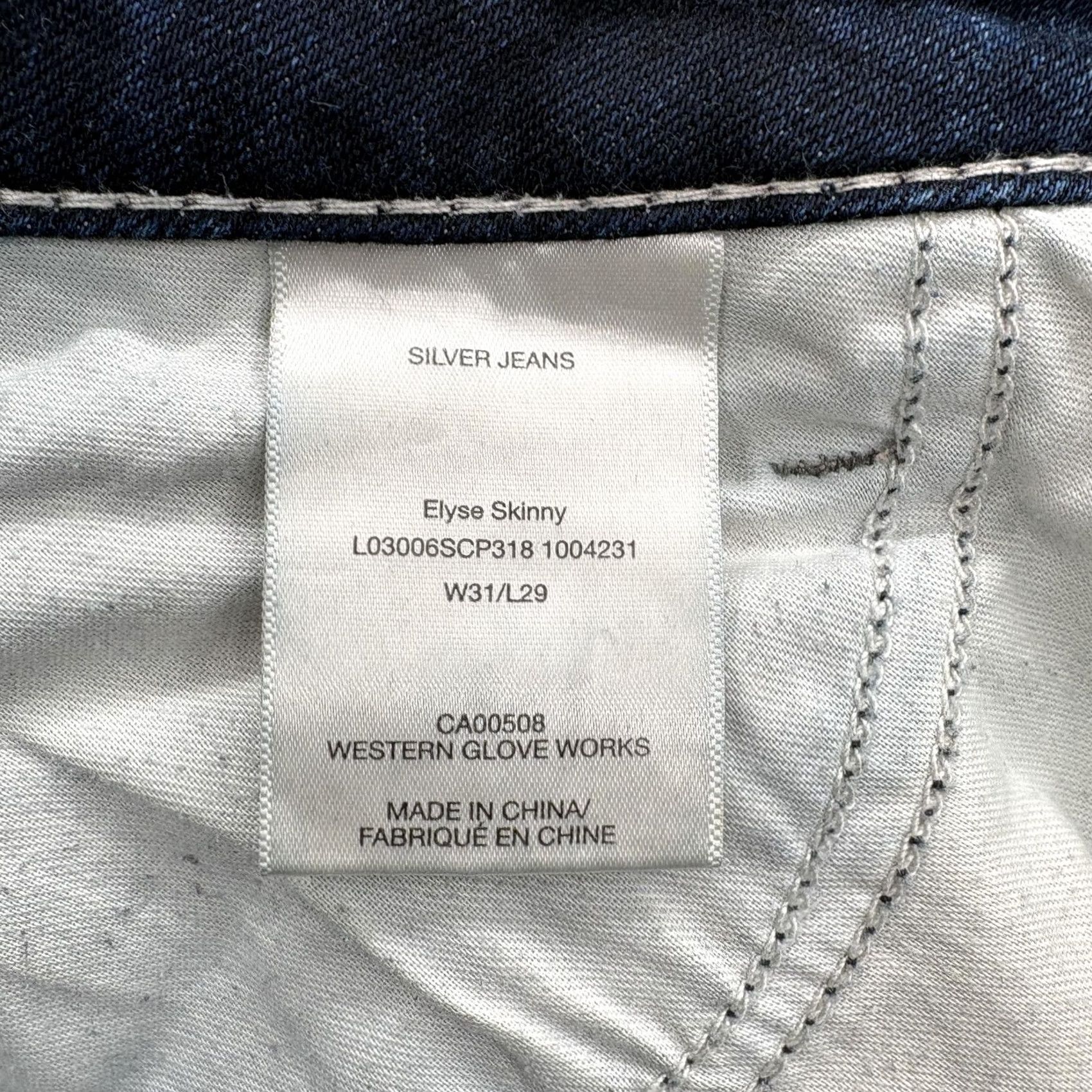 Silver Jeans Co. Silver Jeans Elyse Skinny Womens 31x29 Blue Wash Mid Rise Distressed Grunge Y2K Size 24" / US 00 / IT 34 - 5 Thumbnail