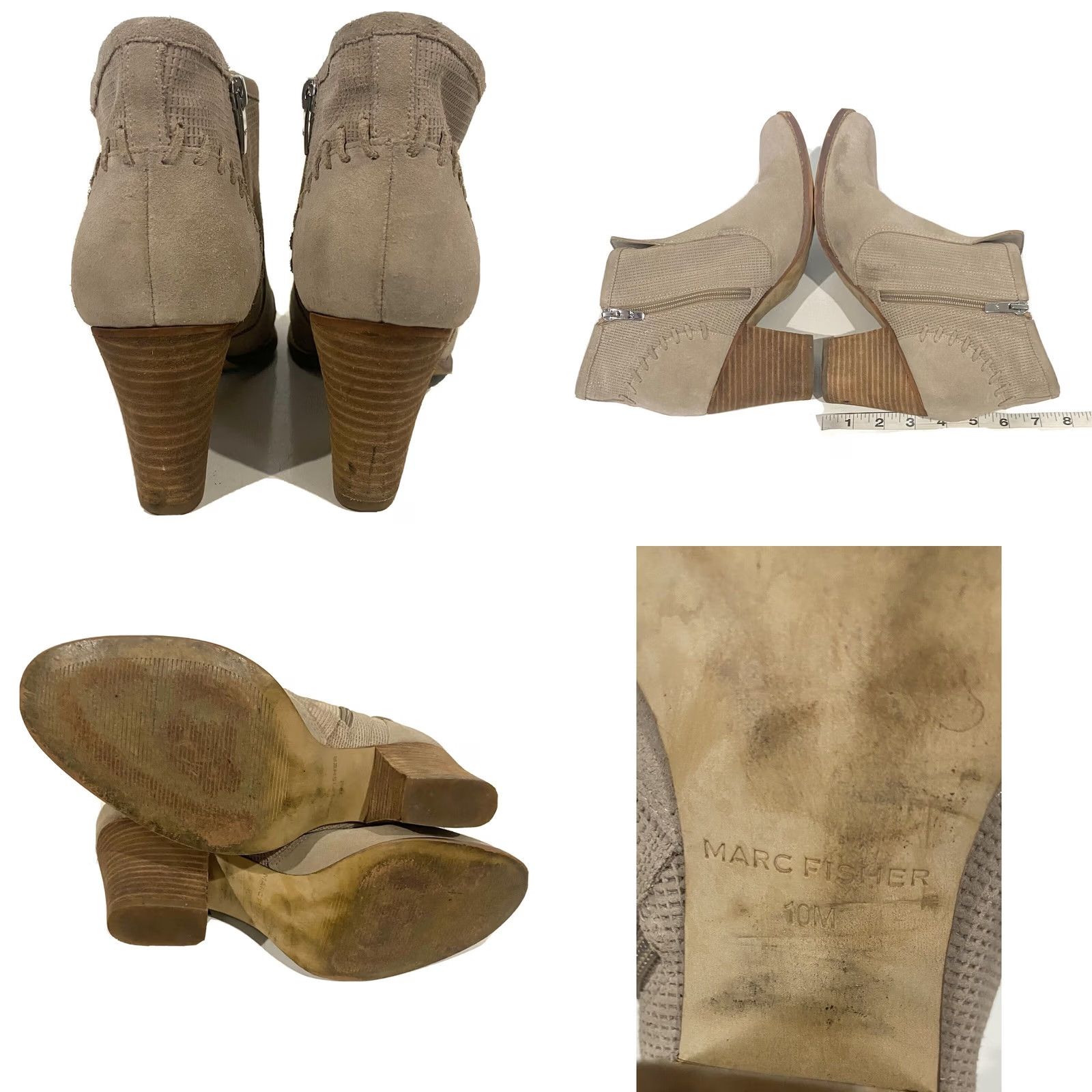 Marc Fisher VINTAGE Marc Fisher Women’s Bootie Booties Beige Suede Leather Block Heels Sz 10 M Womens Boots Size US 10 / IT 40 - 8 Thumbnail