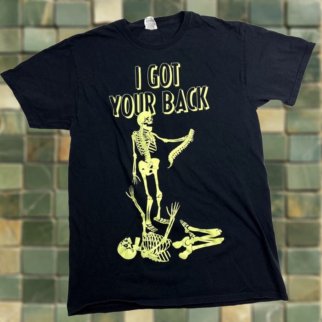 Fruit Of The Loom Fruit Of The Loom T-Shirt Men’s M Black I Got Your Back Glow Dark Skull Glow in the Dark Unisex Adults Short Sleeve Mens Size US M / EU 48-50 / 2 - 1 Thumbnail