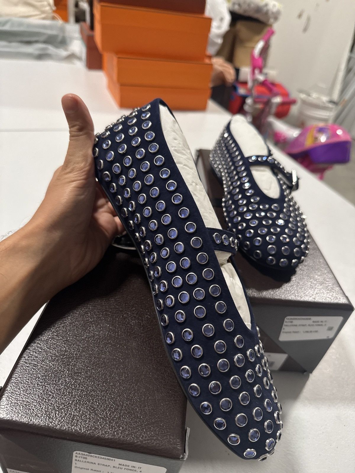 Alaia Super limited blue navy suede Crystal ballet flats Size US 11 / IT 41 - 1 Thumbnail