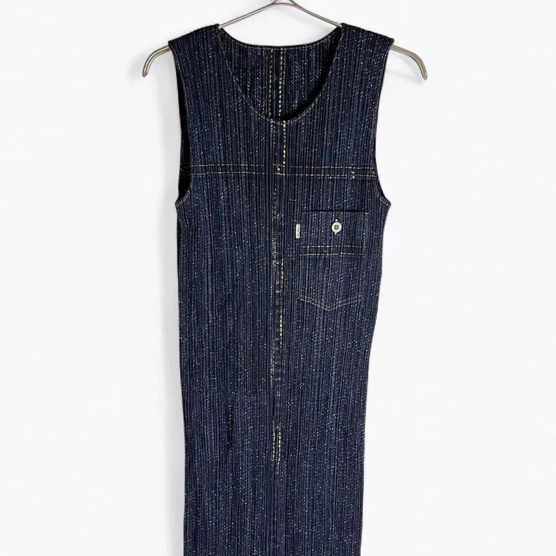 Issey Miyake issey miyake size:5 Denim pleated sleeveless dress Size XXS / US 00 / IT 34 - 3 Thumbnail