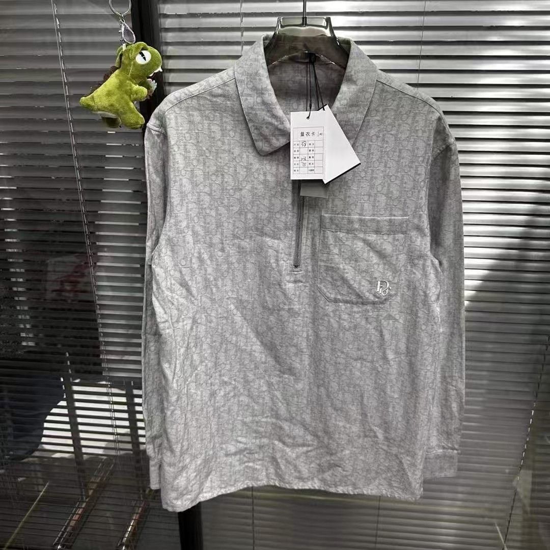 Dior Dior Gray Half-Zip All-Over Print Shirt Size US M / EU 48-50 / 2 - 1 Thumbnail