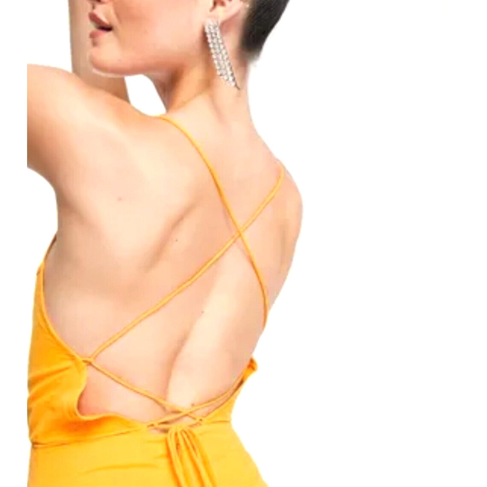 Bcbgmaxazria BCBGMAXAZRIA Orange Flame Drape Criss Cross Tie Back Top XS Size XS / US 0-2 / IT 36-38 - 1 Thumbnail