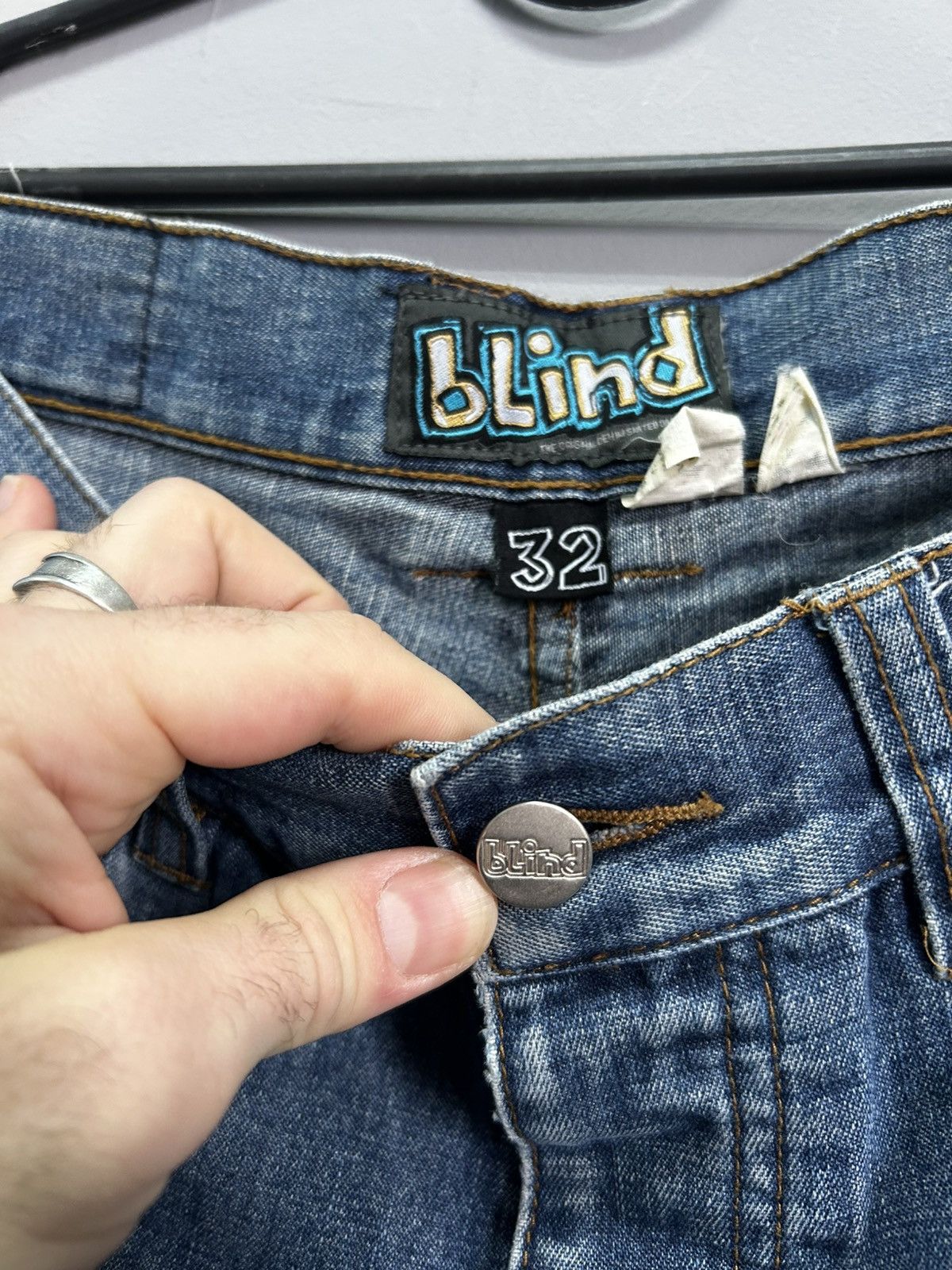Blind Skateboards Vintage Blind Baggy Jeans Japanese Faded Wide Flared Rare Size US 32 / EU 48 - 7 Thumbnail