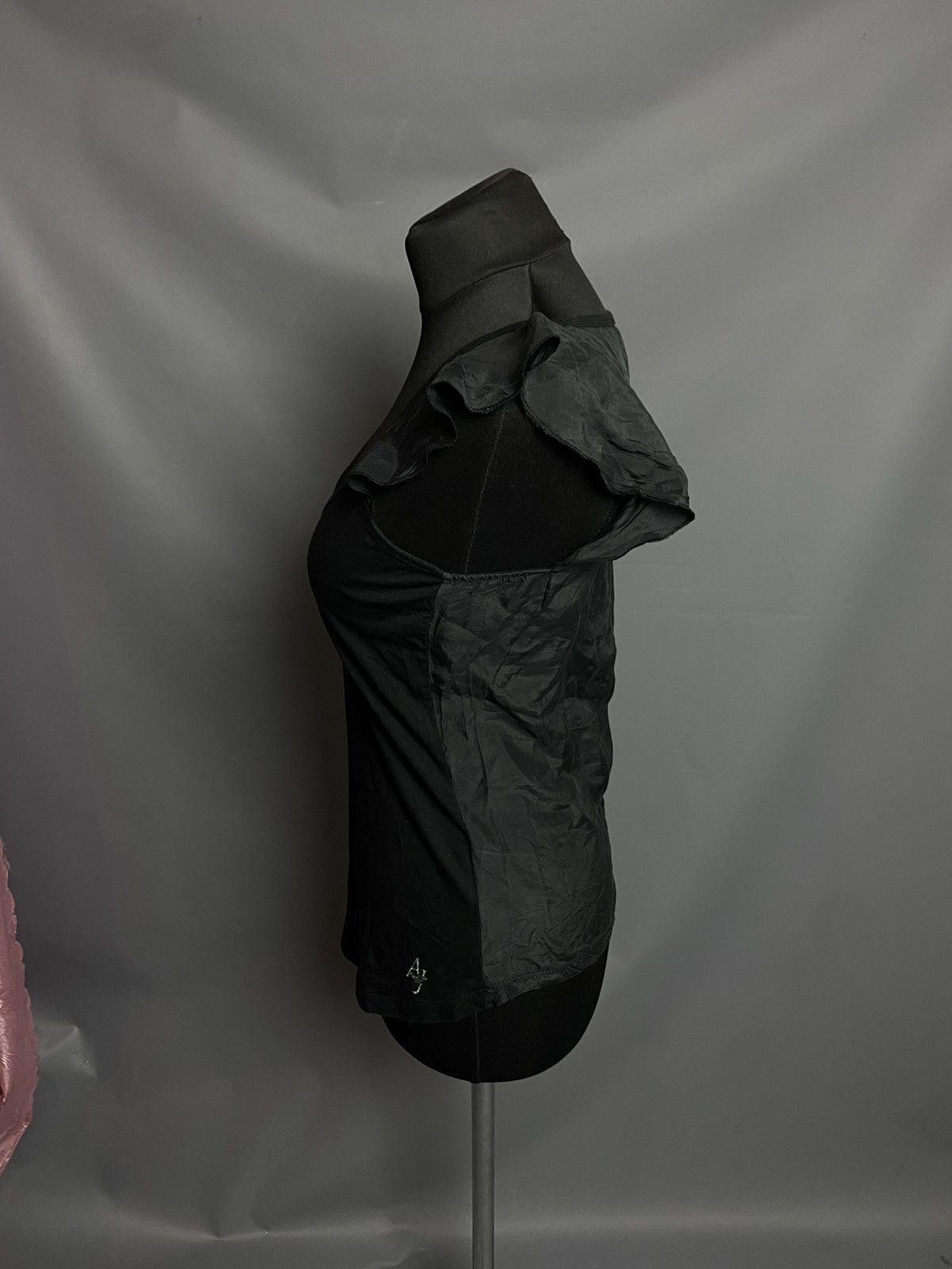 Armani Armani Jeans Black Mixed-Fabric Top XS Modal Front Silk Back Size XS / US 0-2 / IT 36-38 - 12 Thumbnail