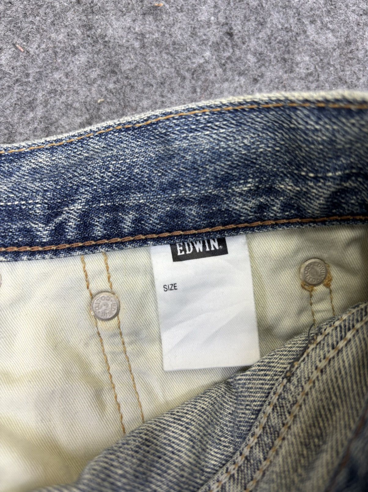 Edwin 💥Thrashed💥Vtg Edwin 445 Loose Heavy Distressed Denim F942 Size US 36 / EU 52 - 15 Thumbnail