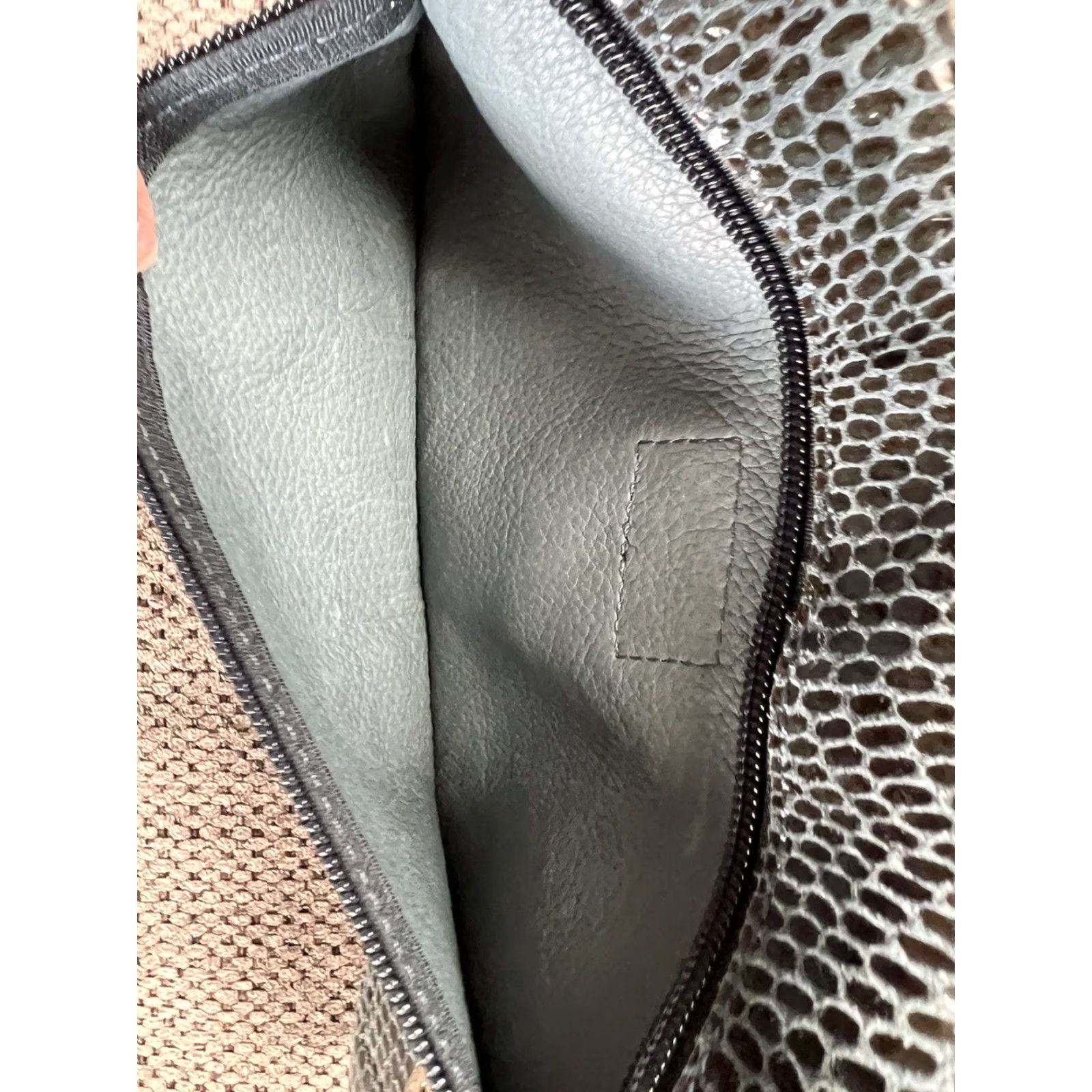 Vintage **SORIAL Coco Rubina Denim Snake Embossed Leather Clutch** User: **SORIAL Coco Rubina Denim Snake Embossed Leather Medium Clutch** Size ONE SIZE - 4 Thumbnail